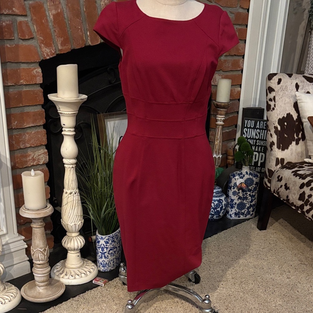 White House Black Market Burgundy Midi Dress size 6